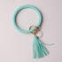 Rainbery Multiful Tassel Keychain Enamel PU Leather O Key Chain Monogram Circle Wristlet Keychain For Women Girls - menochic
